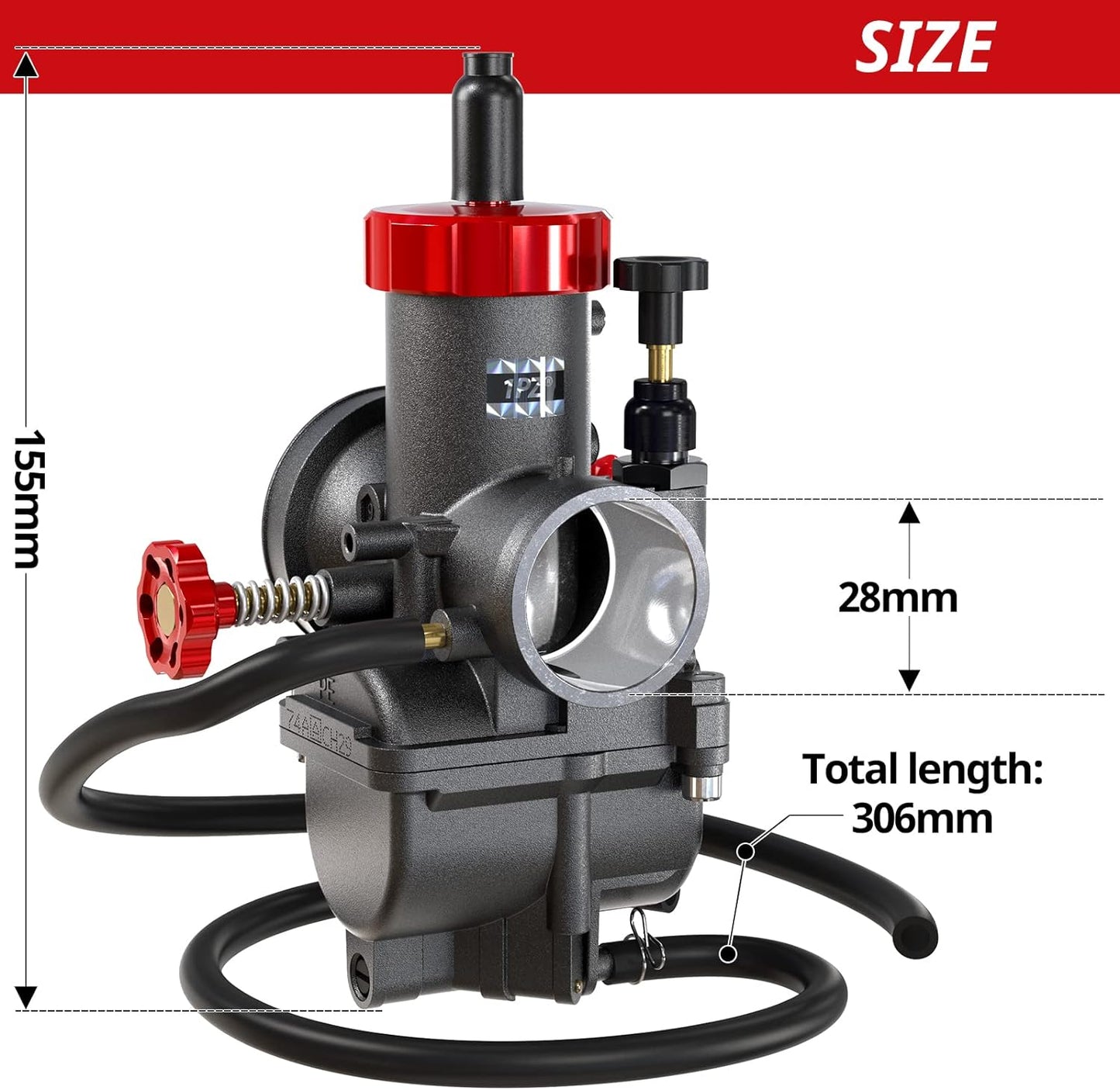 1PZ PE1-U15 PE28mm Carburetor Carb Replacement for 150cc-250cc GY6 4 Stroke Engine Honda Yamaha Suzuki Kawasaki Apollo SSR TTR KYMCO SYM TAOTAO ATV Dirt Bike Pit Bike GY6 Motorcycle Scooter Moped