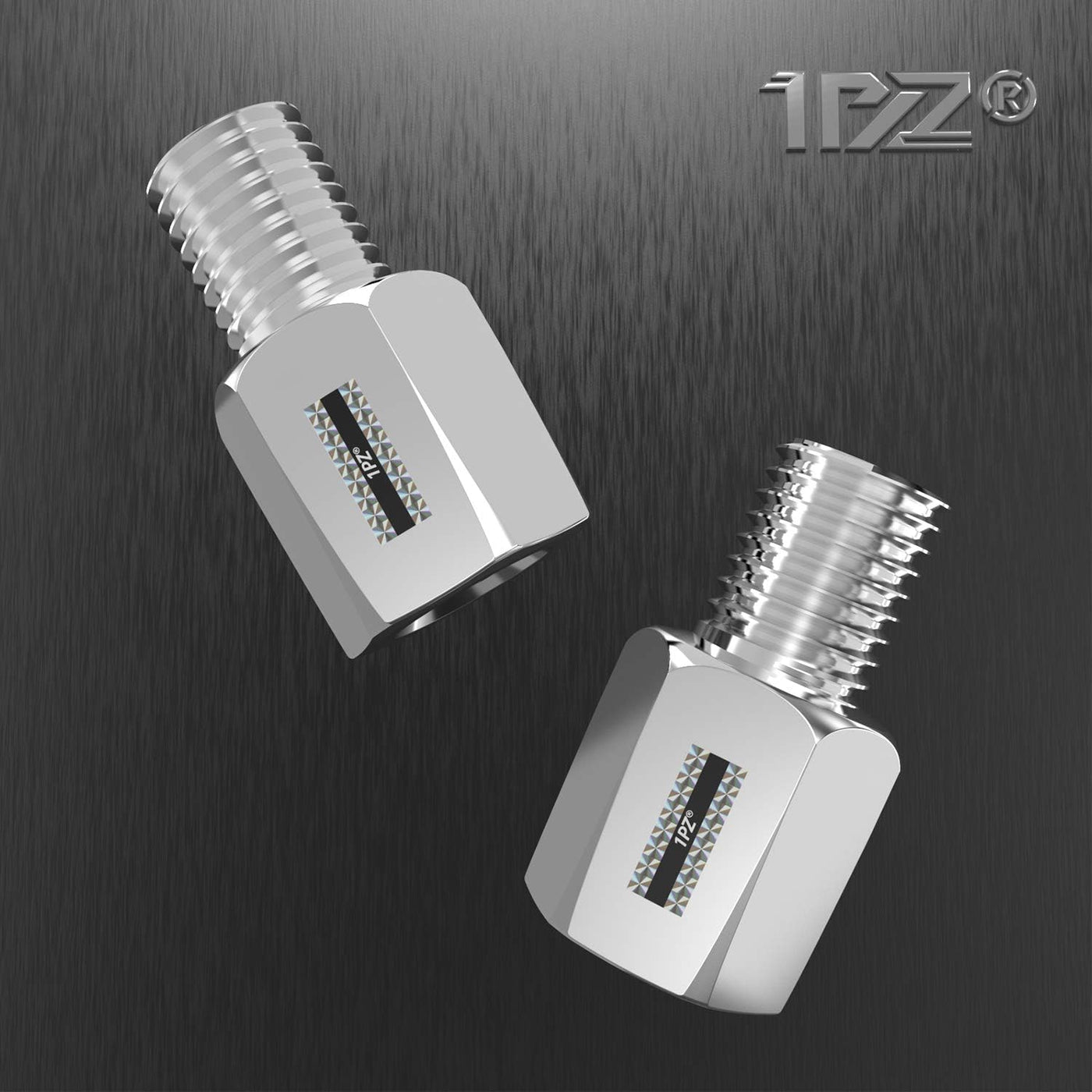 Mirror Mount Adapter - M8 female to M10 male or 8mm to 10mm Chrome (Pack of 2)