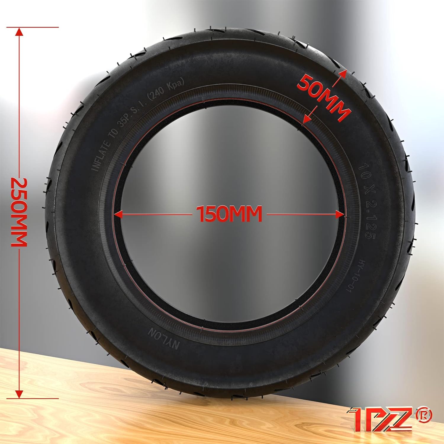 1PZ 10x2.125 Tire & Inner Tube 10 inch Heavy Duty Tire and Inner Tube Replacement for Smart Electric Balance Scooter Bike Tricycle Stroller Bicycle