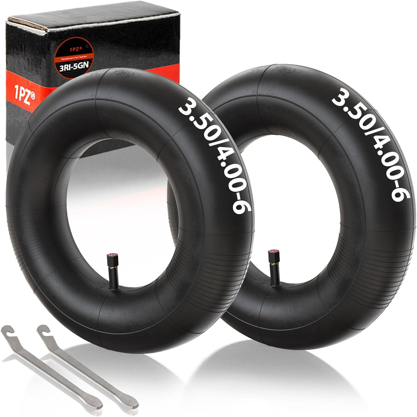 1PZ 3.50/4.00-6 Inner Tube with Straight Valve Stem Replacement for 3.50-6 4.00-6 Wheelbarrow Cart Lawn Mower Tractors Garden Cart Wagons Wheel