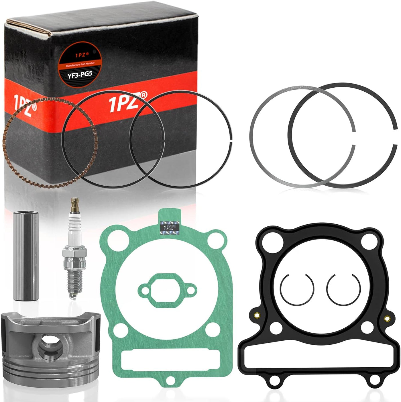 Piston Rings Gasket Spark Plug Kit for Yamaha YFM350 Warrior Wolverine Big Bear Bruin