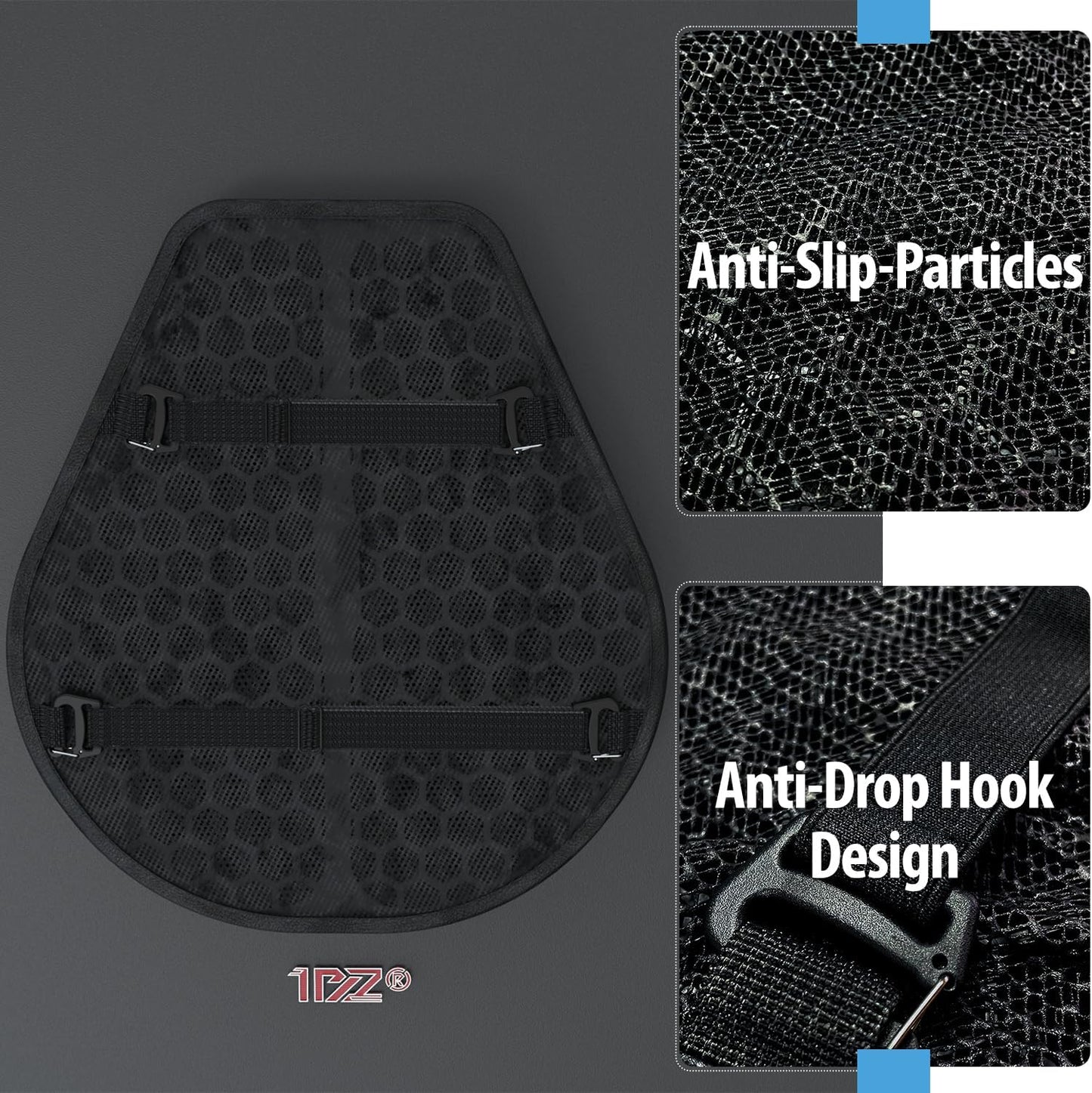 1PZ MGS-7FB Universal Motorcycle Seat 3D Honeycomb Seat Cushion Shock Absorbing Gel Seat Cushion for Long Rides