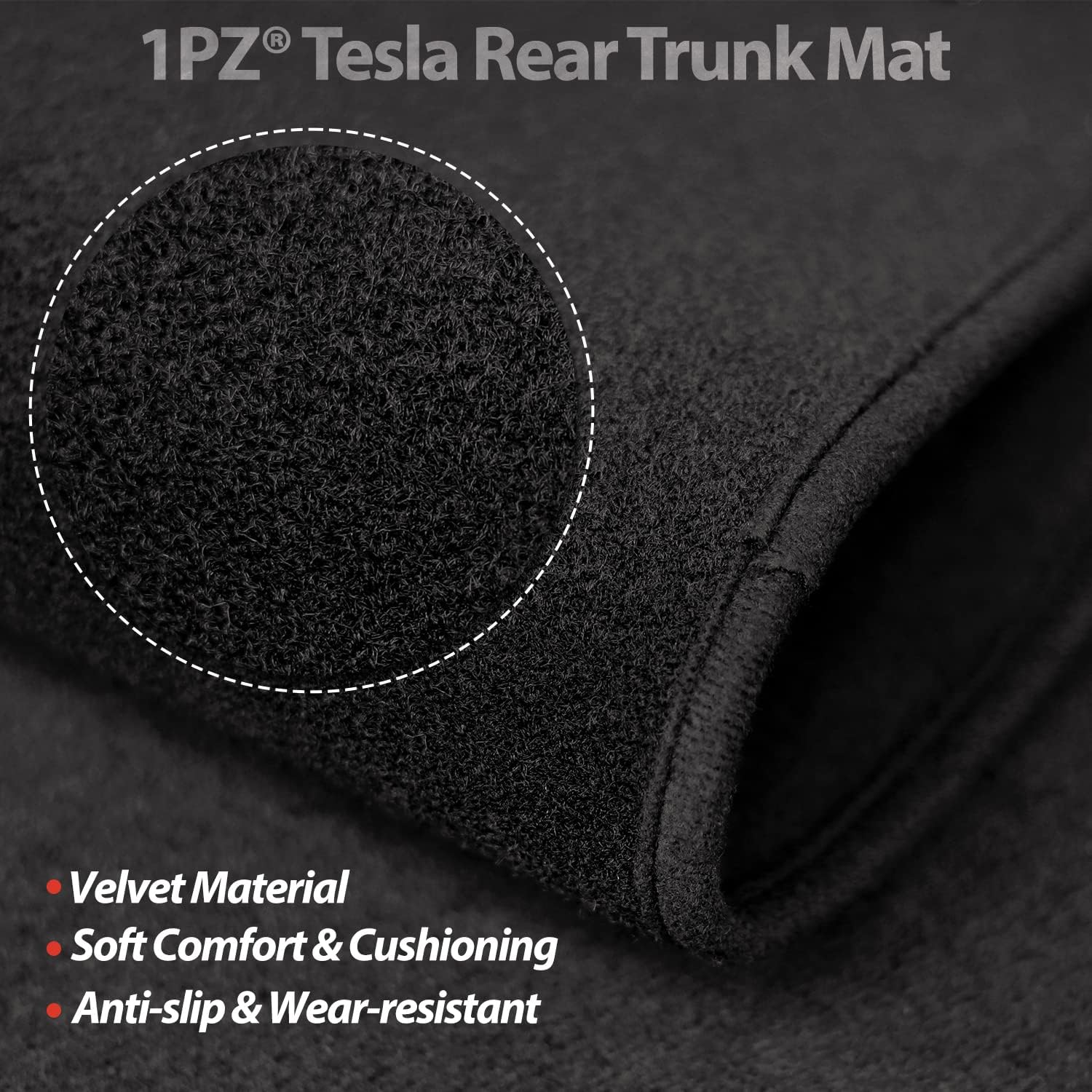 1PZ Black Cargo Liner Rear Trunk Mat Replacement for Tesla Model 3 2021 All Weather Heavy Duty Protection