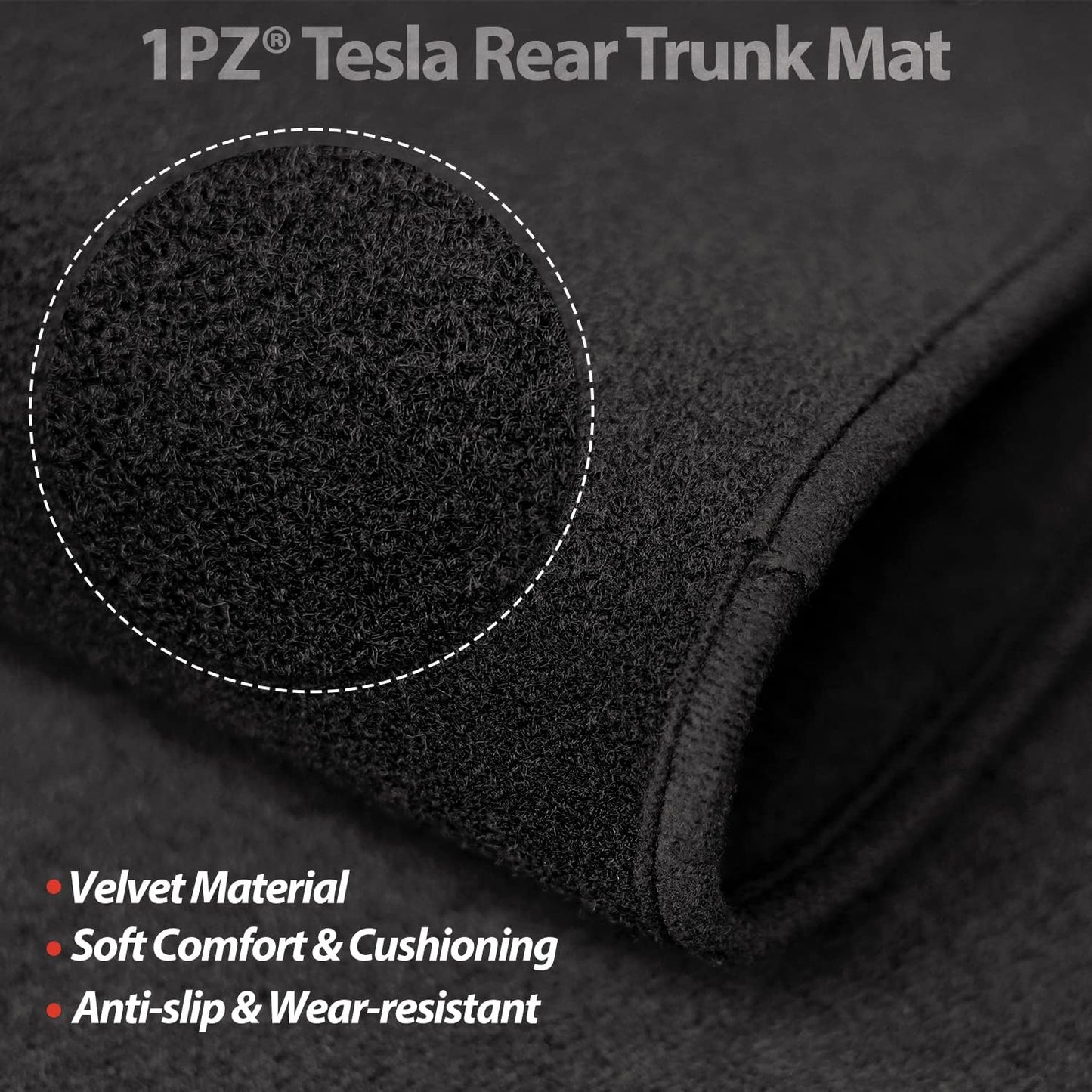 1PZ M34-D66 Black Cargo Liner Rear Trunk Mat Replacement for Tesla Model 3 2021 All Weather Heavy Duty Protection