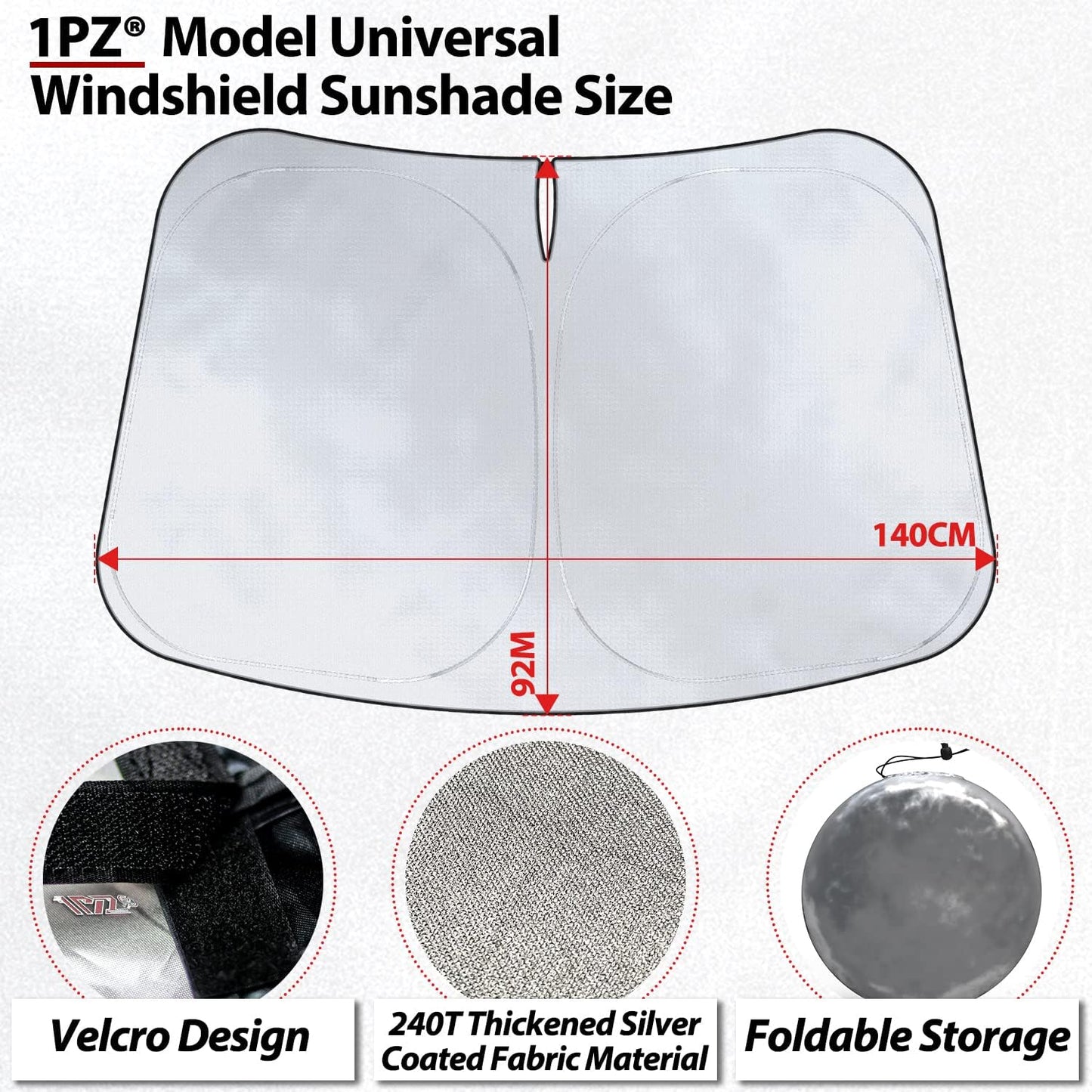 1PZ MO3-CYE Folding Windshield Sunshade Replacement for Tesla Model Y Model 3 Model X Model S Folding Front Window SunShade Double Layer UV Protection Heat Protection Visor