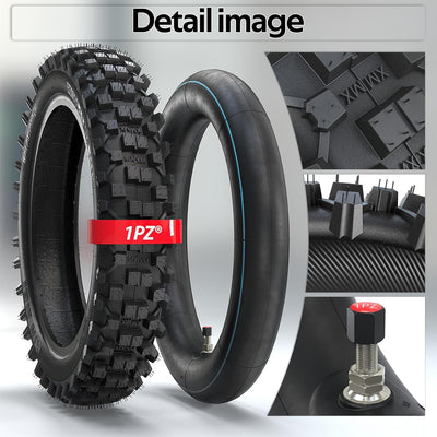 1PZ 3.00-12 Tire and Inner Tube 80/100-12 Tire & Inner Tube Replacement for DRZ110 PW80 CRF70 CRF110 XR70 KLX110 KX65 TTR90 TTR110 Suzuki JR80 Baja DR70 Honda Off Road Motocross Dirt Pit Bike