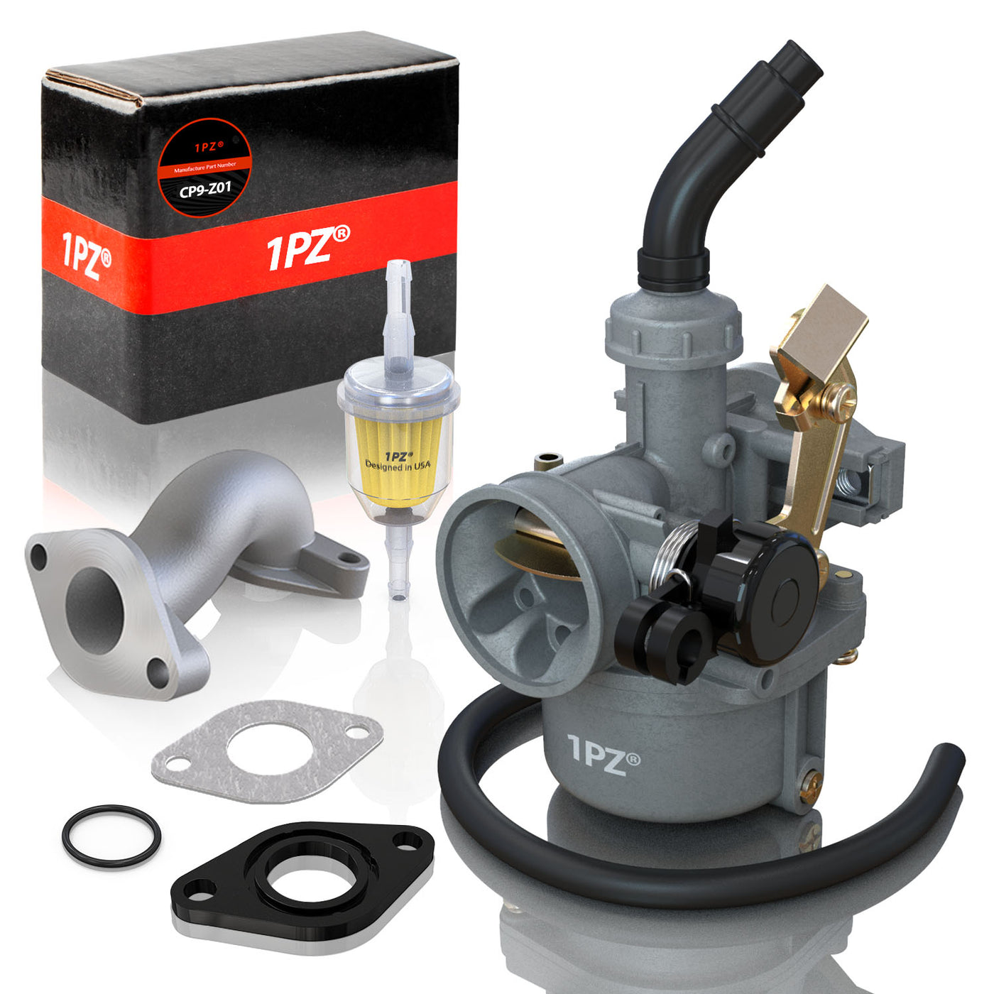 1PZ PZ19 19mm Carburetor Carb with Cable Choke Kit for 50cc 70cc 90cc 110cc 125cc Moped ATV Taotao Sunl Roketa Baja Kazuma Go Kart Horizontal Engine