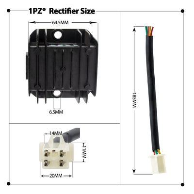 1PZ 4 Wire 12V Voltage Regulator Replacement for CG 125cc 200cc 250cc and GY6 50cc 60cc 80cc 125cc 150cc ATV Dirt Bike Go Kart Moped and Scooter