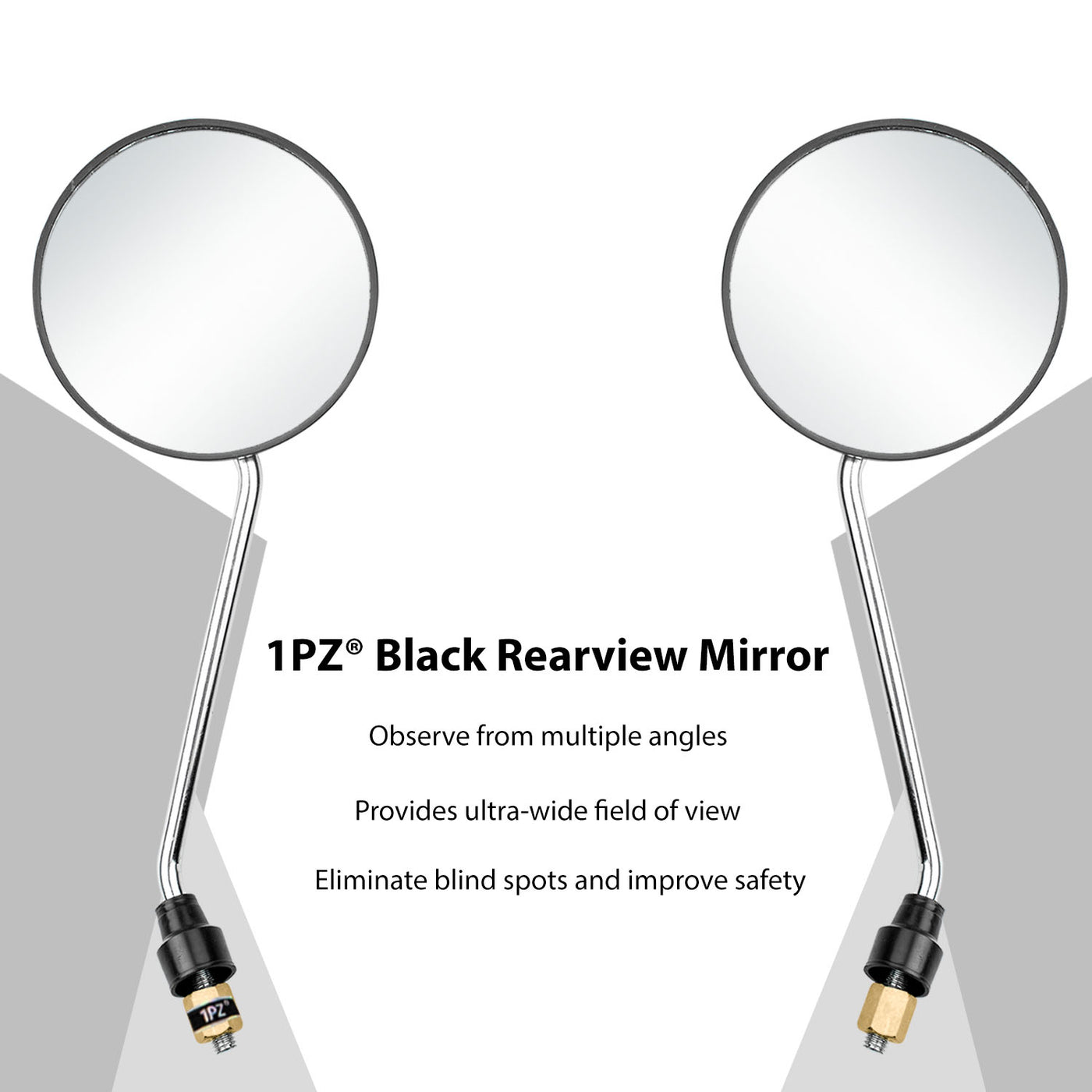 1PZ Rearview Mirrors with 7/8" Handlebar Mount Replacement for Harley Suzuki Yamaha Honda Kawasaki Motorcycle ATV Go Kart Scooter Dirt Mini bike Moped Quad Wheeler (JETBLACK)