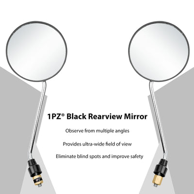 1PZ Rearview Mirrors with 7/8" Handlebar Mount Replacement for Harley Suzuki Yamaha Honda Kawasaki Motorcycle ATV Go Kart Scooter Dirt Mini bike Moped Quad Wheeler (JETBLACK)