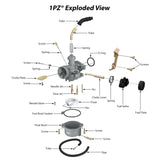 1PZ CP9-Z01 PZ19 19mm Carburetor Carb with Cable Choke Kit for 50cc 70cc 90cc 110cc 125cc Moped ATV Taotao Sunl Roketa Baja Kazuma Go Kart Horizontal Engine