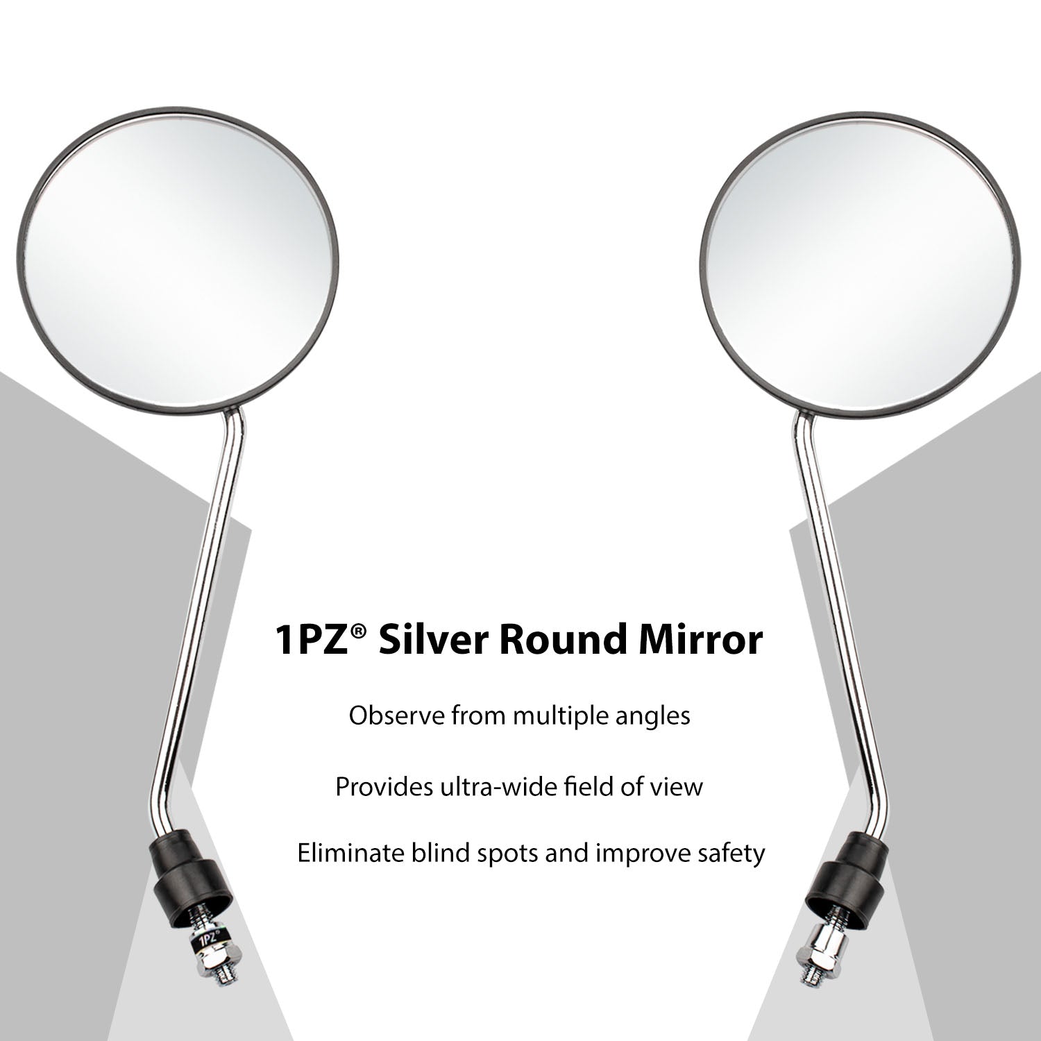 1PZ Adjustable Universal M8x1.0 Antenna Style Retro Vintage Round Mirrors with 7/8" 22mm clamps for Motorcycle Go Kart ATV Scooter Dirt Bike Mini Bike Moped Quad Wheeler (CHROME)