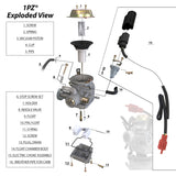 1PZ P24-CA1 PD24J Carburetor PD24J Carb for 4-Stroke GY6 125cc 150cc ATV Engines Electric Choke Motorcycle Scooter 152QMJ 157QMI