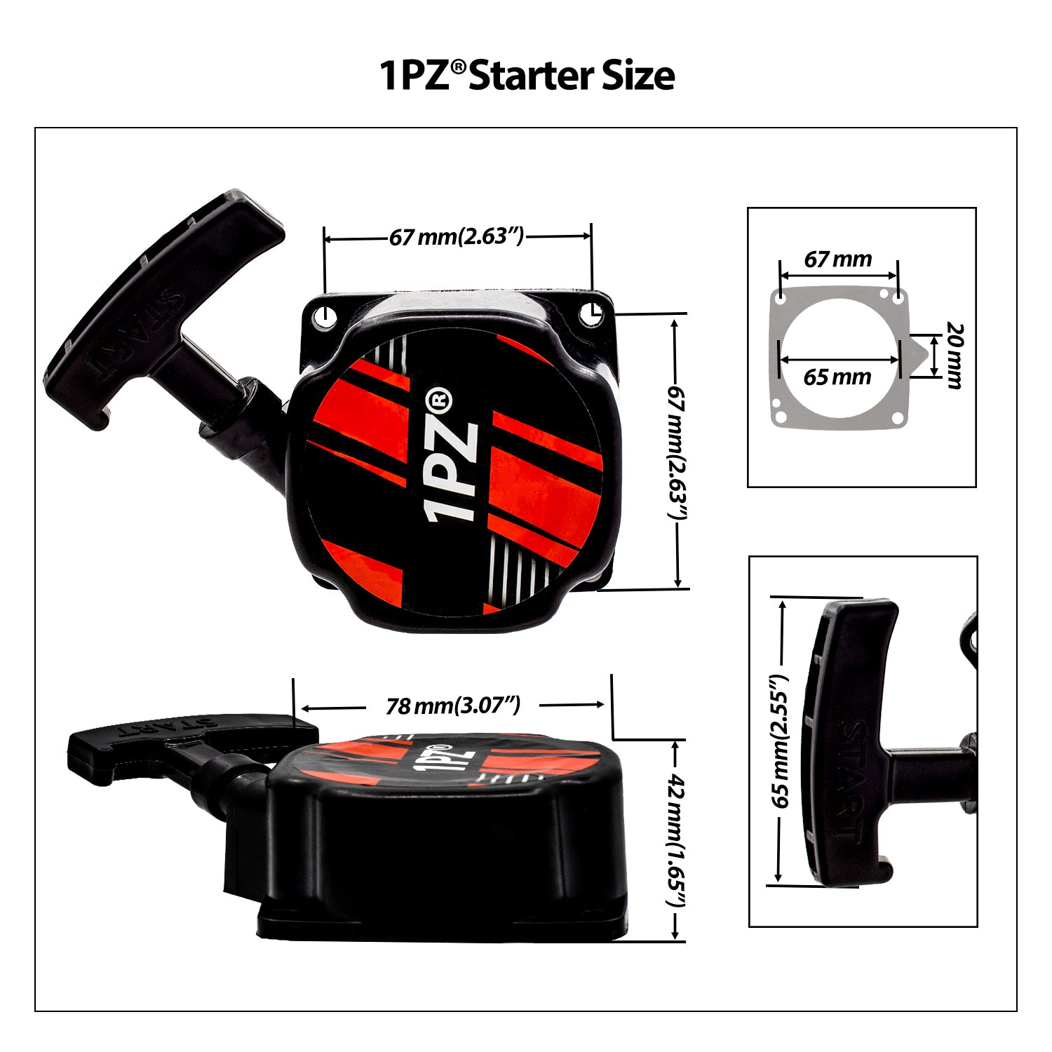 1PZ Pull Start Recoil With Spacer for Motovox MVS10 43cc 2HP Stand-Up Gas Scooter