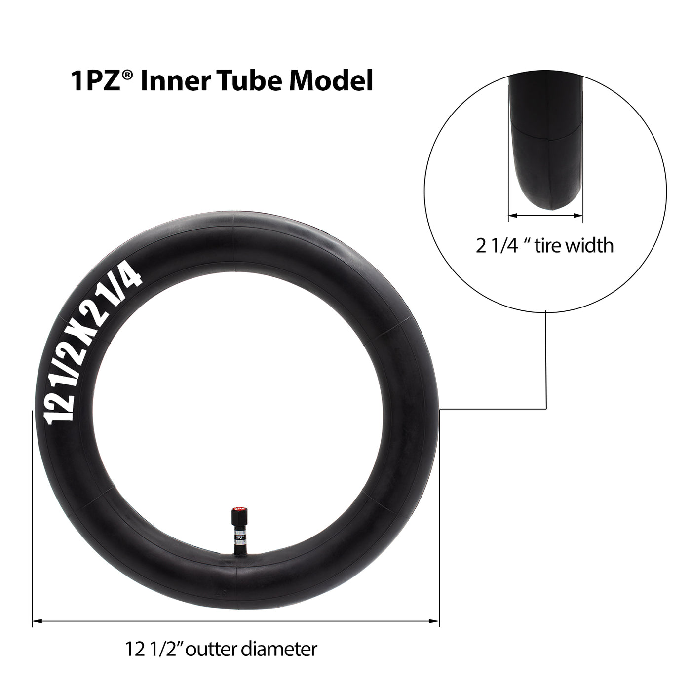 1PZ 12.5 x 2.25 (12-1/2" x 2-1/4") Tire & Inner Tube Replacement for Razor Pocket Mod Bella Betty Bistro Daisy Hannah Schwinn GT IZIP eZip MX125 Gas Electric Scooter Dirt Kids Bike