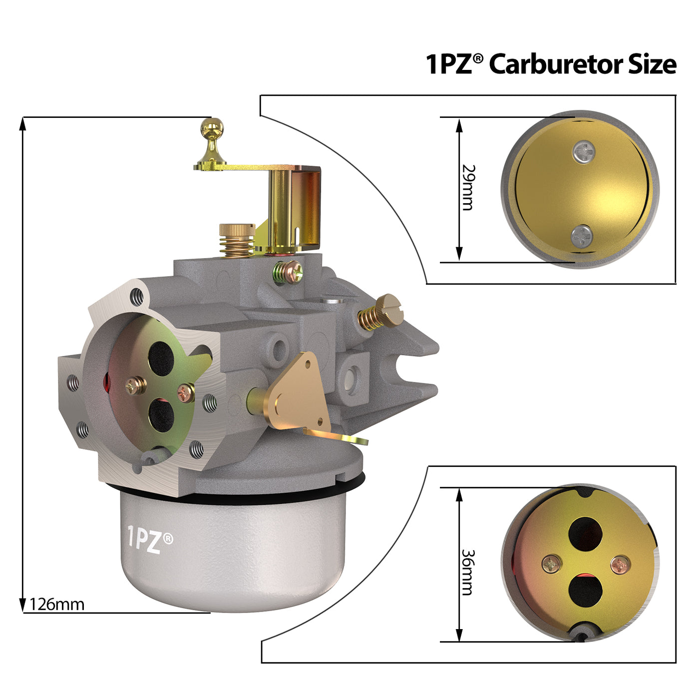 1PZ Carburetor for Kohler K321 and K341 Cast Iron Engine 14hp 16hp John Deer Tractor Engine Carb (Extra Thick Gasket)