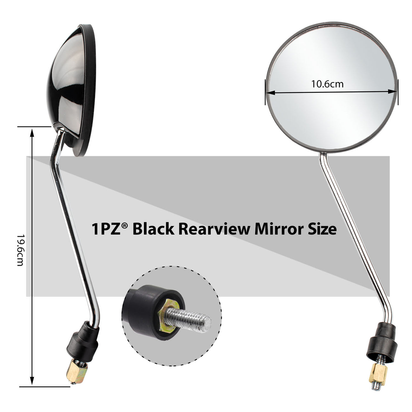 1PZ Rearview Mirrors with 7/8" Handlebar Mount Replacement for Harley Suzuki Yamaha Honda Kawasaki Motorcycle ATV Go Kart Scooter Dirt Mini bike Moped Quad Wheeler (JETBLACK)