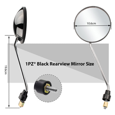 1PZ Rearview Mirrors with 7/8" Handlebar Mount Replacement for Harley Suzuki Yamaha Honda Kawasaki Motorcycle ATV Go Kart Scooter Dirt Mini bike Moped Quad Wheeler (JETBLACK)