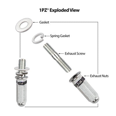 1PZ Premium Exhaust Bolt and Gasket for GY6 50cc 70cc 90cc 110cc 125cc 150cc GMB139 Engine Scooters ATV (Silver)