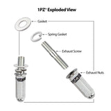 1PZ MG2-SE3 Premium Exhaust Bolt and Gasket for GY6 50cc 70cc 90cc 110cc 125cc 150cc GMB139 Engine Scooters ATV (Silver)