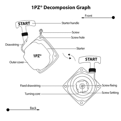 1PZ Pull Start Recoil With Spacer for Motovox MVS10 43cc 2HP Stand-Up Gas Scooter