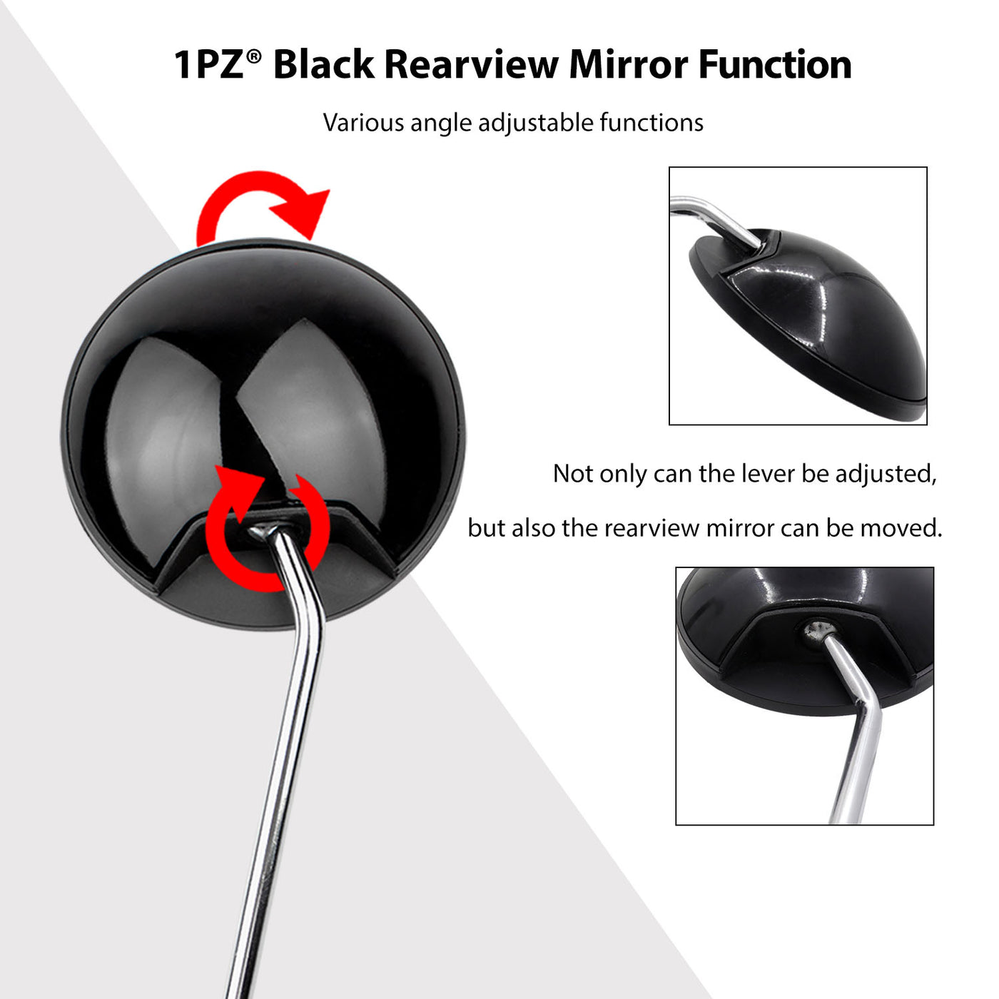 1PZ Rearview Mirrors with 7/8" Handlebar Mount Replacement for Harley Suzuki Yamaha Honda Kawasaki Motorcycle ATV Go Kart Scooter Dirt Mini bike Moped Quad Wheeler (JETBLACK)