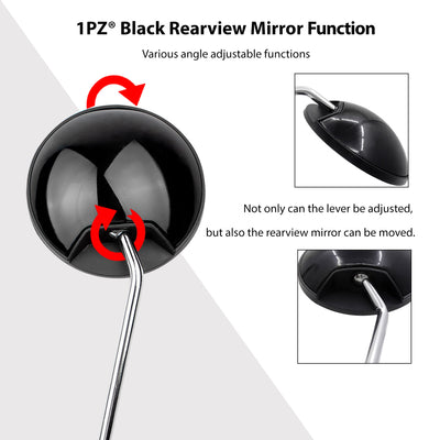1PZ Rearview Mirrors with 7/8" Handlebar Mount Replacement for Harley Suzuki Yamaha Honda Kawasaki Motorcycle ATV Go Kart Scooter Dirt Mini bike Moped Quad Wheeler (JETBLACK)