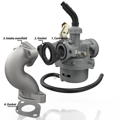 1PZ PZ19 19mm Carburetor Carb with Cable Choke Kit for 50cc 70cc 90cc 110cc 125cc Moped ATV Taotao Sunl Roketa Baja Kazuma Go Kart Horizontal Engine