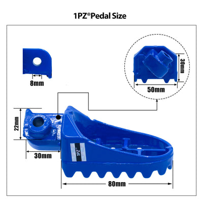1PZ Blue Aluminium Footrest Foot Pegs Rest Replacement for Honda XR50R CRF50 CRF70 CRF80 CRF100F Yamaha PW50 PW80 TW200 TTR90 TTR90E Dirt Bike Motocross