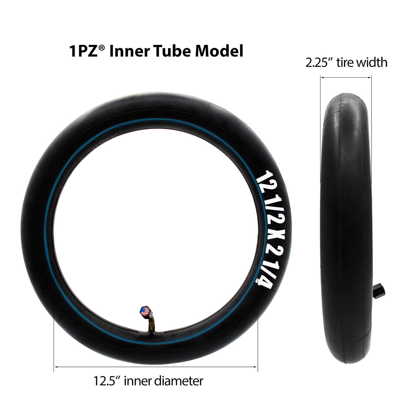 1PZ 12 1/2"x2 1/4" (12.5x2.25) Inner Tube for Razor Pocket Mod Bella Chrissy Hannah Montana Electric Scooters Razor MX125 Dirt Rocket Replacement Inner Tube with TR87 Bent Valve Stem