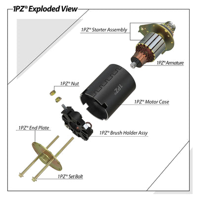 1PZ Starter Motor for Briggs and Stratton Cub Cadet 14.5 16 16.5 17 17.5 18 18.5 HP New Holland Toro 14 Tooth Steel Gear 593934 693551 LG693551 BS693551 SE501848