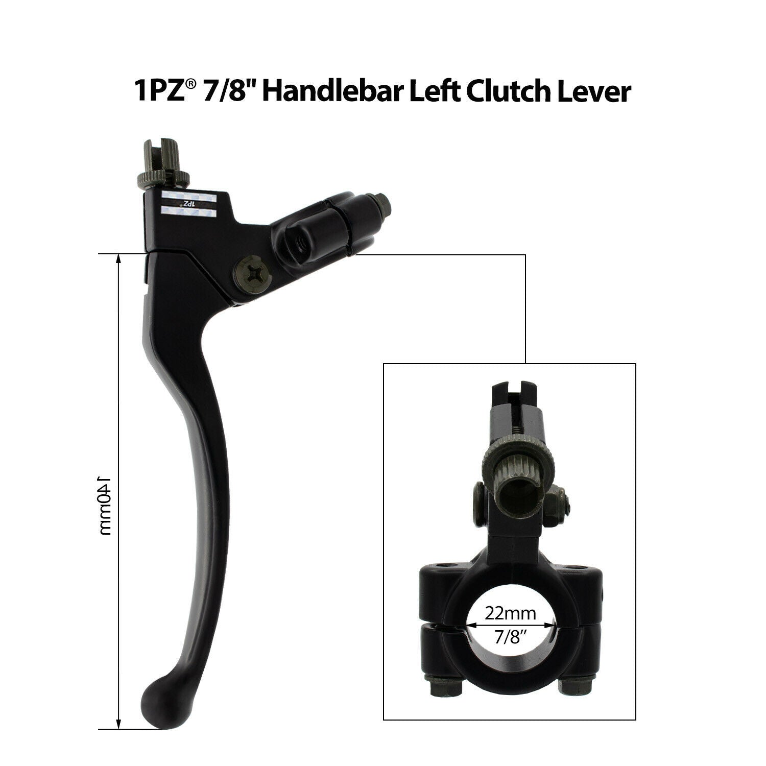 1PZ 7/8'' Handlebar Left Clutch Lever and Clutch Cable with Adjuster Replacement for Honda Yamaha Kawasaki 50cc 70cc 90cc 110cc 125cc Dirt Bikes Pit Bike