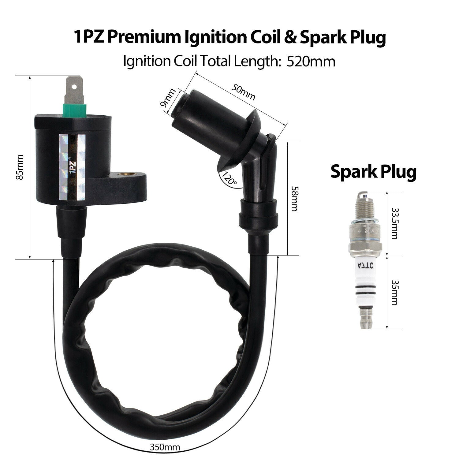 1PZ Ignition Coil Spark Plug Replacement for Honda XR50 XR70 XR80 XR100 CRF50 CRF70 CRF80 CRF100