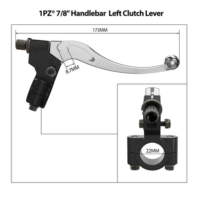 1PZ 7/8'' Sliver Chrome Clutch Lever + 39" Clutch Cable for 50cc 70cc 90cc 110cc 125cc SSR Apollo Chinese Dirt Bikes Pit Bike