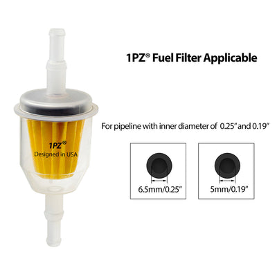 1PZ 3/16 & 1/4 Inch ID Gas Fuel Line Tubing Hose Clamps and Fuel Filter Set for Kawasaki Kohler Briggs & Stratton Small Engines