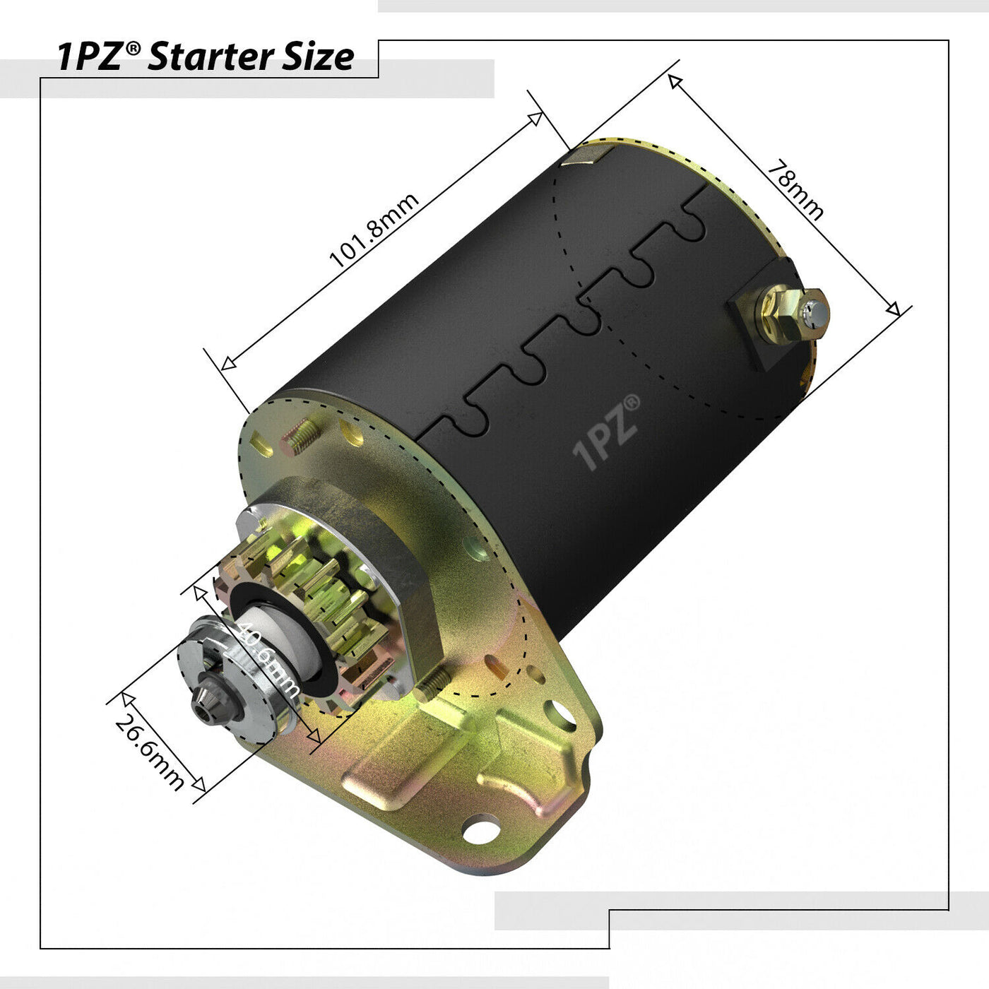 1PZ Starter Motor for Briggs and Stratton Cub Cadet 14.5 16 16.5 17 17.5 18 18.5 HP New Holland Toro 14 Tooth Steel Gear 593934 693551 LG693551 BS693551 SE501848