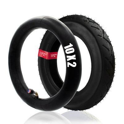 1PZ Heavy Duty 10 x 2.125/10 x 2 Tire Tyre & Tube with Bent Valve Stem for Smart Electric Balance Scooter Stroller Bicycle 10" inch Unicycle