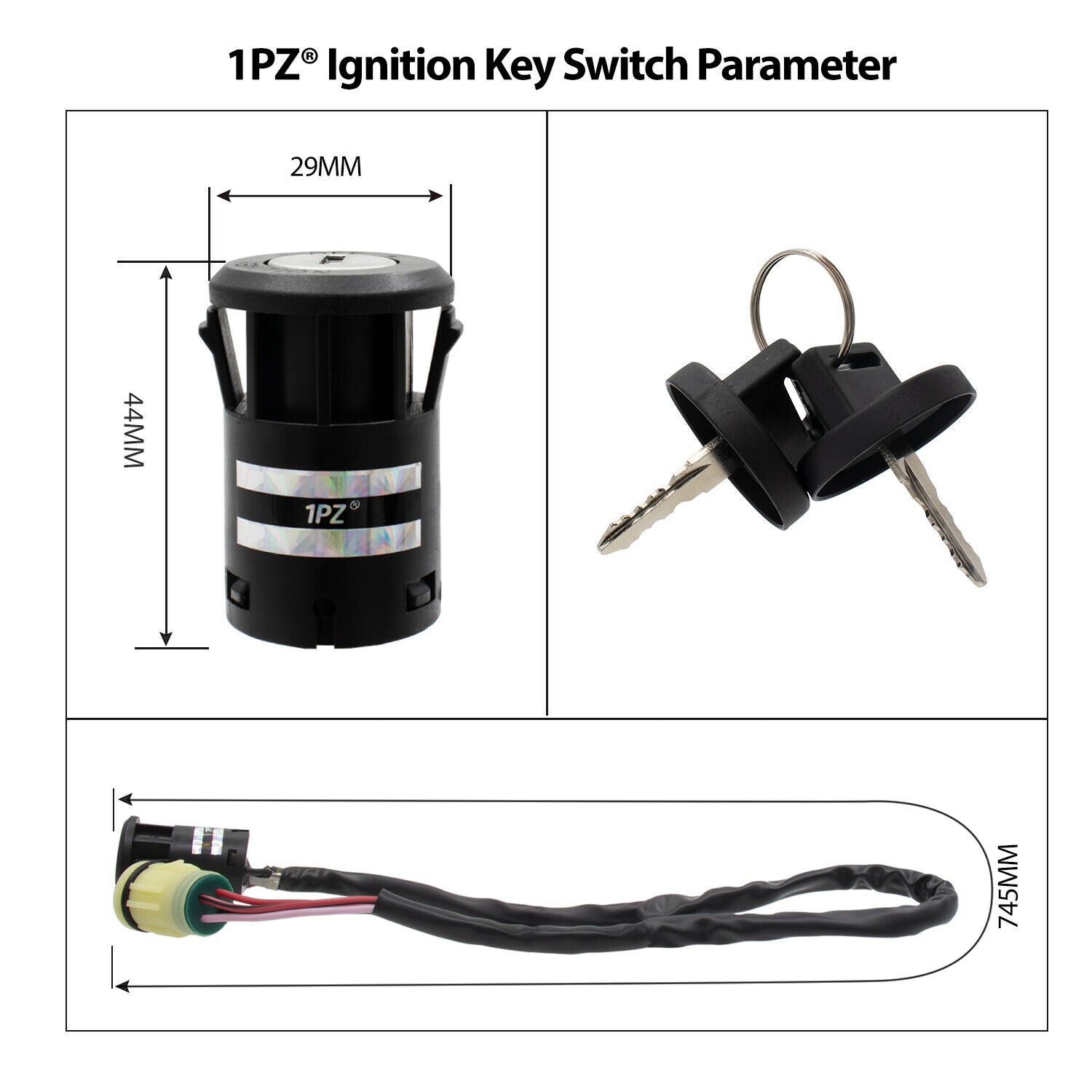1PZ Ignition Key Switch Replacement for Honda Rancher 350 TRX-350 2000-2006
