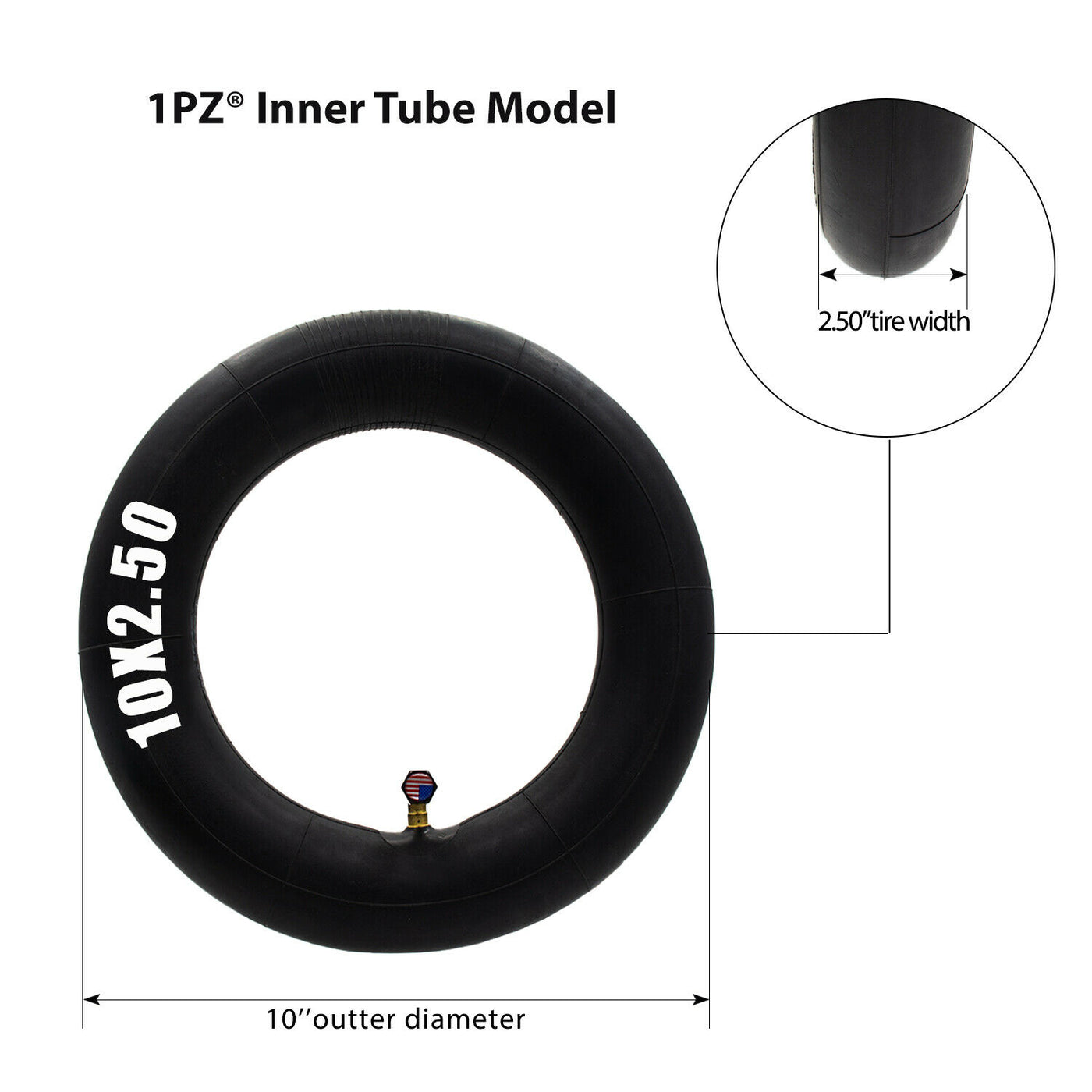 1PZ 10x2.50 Electric Scooter Tire & Inner Tube for 36v 48v 400w 500w 800w Hub Motor Balance Drive Bicycle