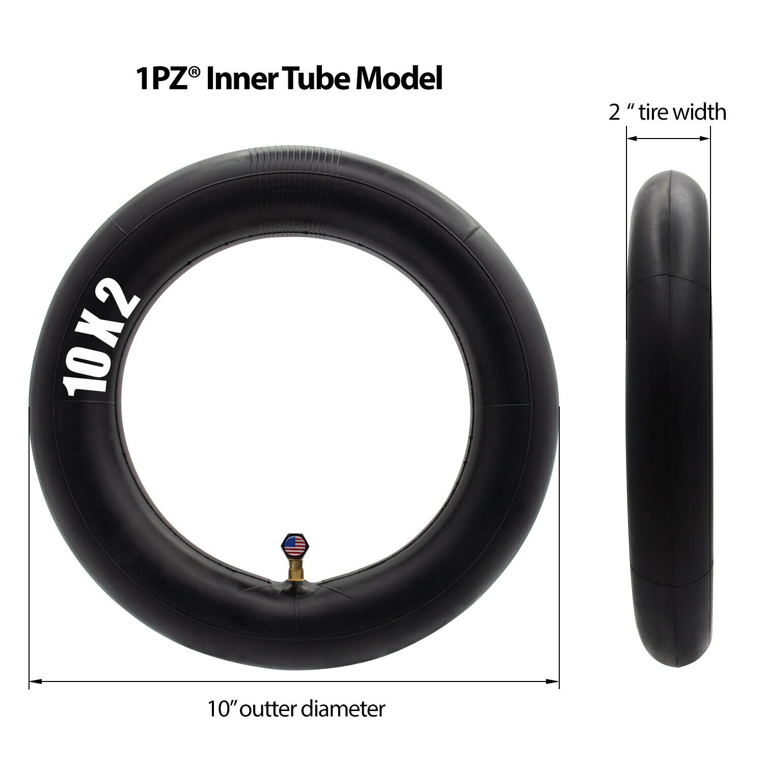 1PZ Heavy Duty 10 x 2.125/10 x 2 Tire Tyre & Tube with Bent Valve Stem for Smart Electric Balance Scooter Stroller Bicycle 10" inch Unicycle