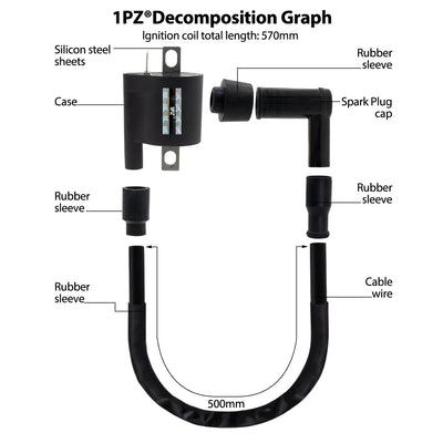 1PZ Ignition Coil for Chinese 50cc 90cc 110cc 125cc 200cc 250cc Motorcycle ATV Quad Dirt Bike