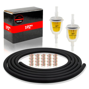 1PZ GL2-C20 1/4 Inch ID Gas Fuel Line Tubing Hose Clamps and Fuel Filter Set for Kawasaki Kohler Briggs & Stratton Small Engines