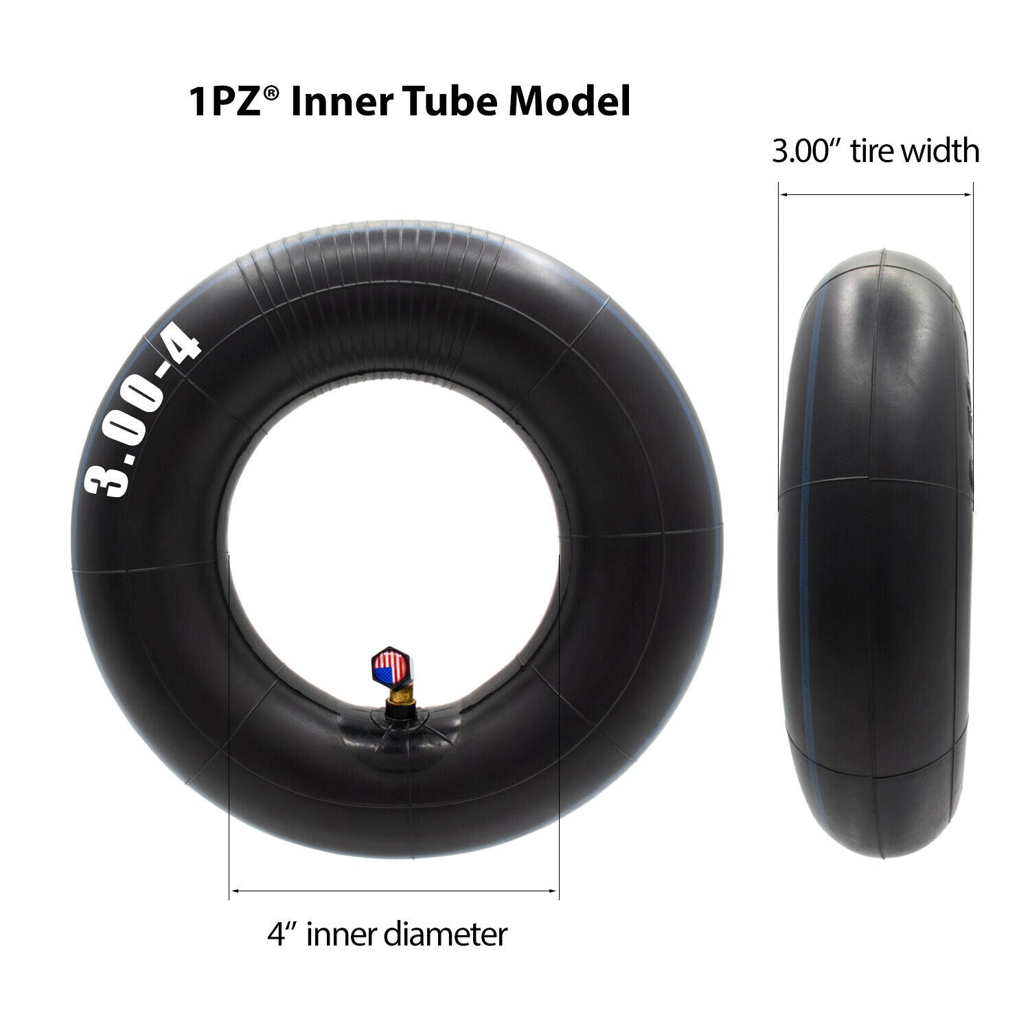 1PZ Heavy Duty 3.00-4 Inner Tube with TR87 bent Valve for Razor E300 E325 Scooter ATV Wheelbarrows Tractors Mowers Utility Dolly Hand Truck Generator Cart Mobility Scooter
