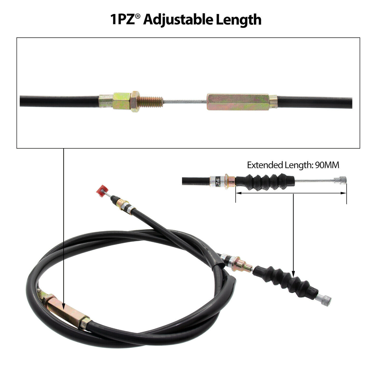 1PZ 7/8'' Sliver Chrome Clutch Lever + 39" Clutch Cable for 50cc 70cc 90cc 110cc 125cc SSR Apollo Chinese Dirt Bikes Pit Bike