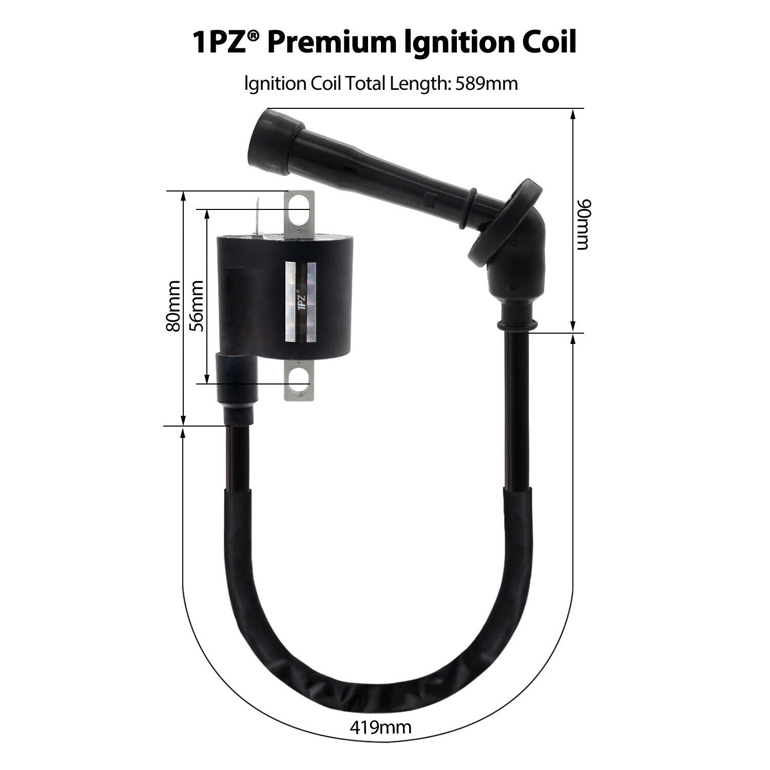1PZ Ignition Coil Spark Plug Replacement for Yamaha Raptor 660R Grizzly Rhino 660 YFM660 YXR660 2001-2008