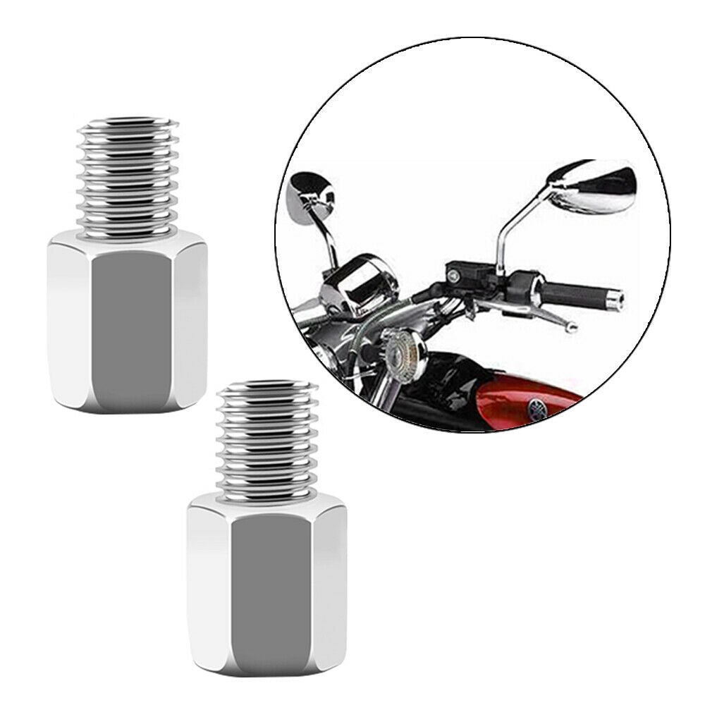 1PZ Mirror Adapters 10mm female to 8mm male Chrome for Motorcycle ATV Scooter Pit Dirt-Bike Mini-Bike (Pack of 2)
