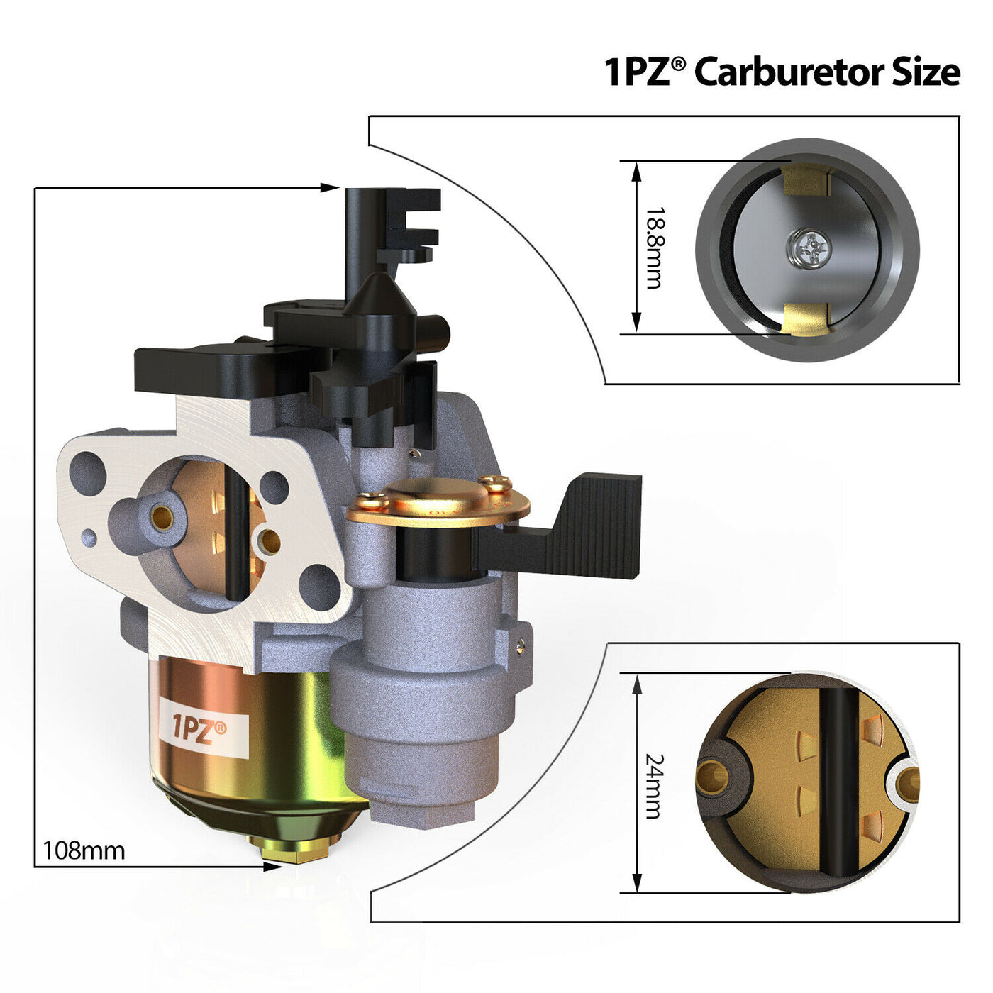 1PZ Carburetor Carb Replacement for Honda HS522 HS55 HS521 HS55K1 HS55K2 snowblower Coleman PowerSports CT200U CT200U-EX Trail200 Baja Mini Bike MB200 MB165 Warrior Heat 196cc 6.5hp 163cc 5.5hp HT65 WR65 Carb