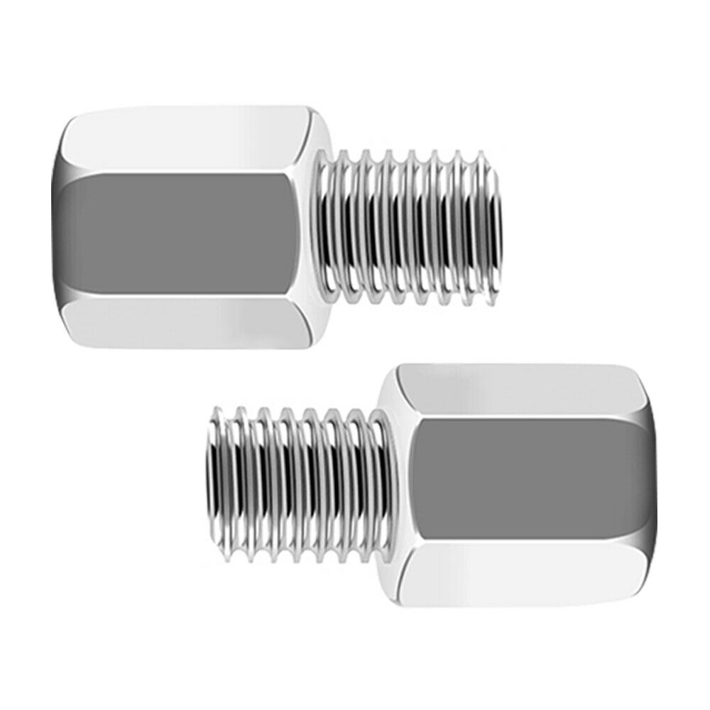 1PZ Mirror Adapters 10mm female to 8mm male Chrome for Motorcycle ATV Scooter Pit Dirt-Bike Mini-Bike (Pack of 2)