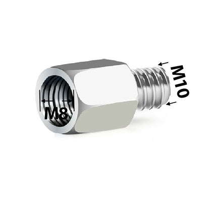 1PZ Mirror Adapters 10mm female to 8mm male Chrome for Motorcycle ATV Scooter Pit Dirt-Bike Mini-Bike (Pack of 2)
