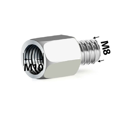 1PZ Mirror Adapters 10mm female to 8mm male Chrome for Motorcycle ATV Scooter Pit Dirt-Bike Mini-Bike (Pack of 2)
